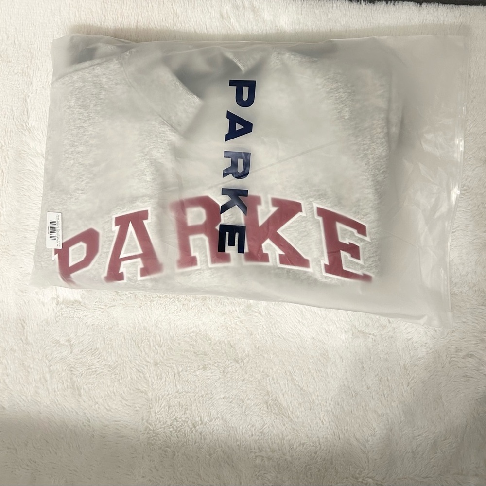 Parke Valentine's Varsity Mock neck - Classic Grey + Crimson - Picture 14 of 15